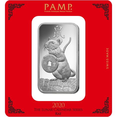 Lunar Maus Silberbarren 100g Pamp Suisse mouse silver bar ingot Blister