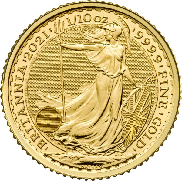Britannia 2021 1/10oz Goldmünze zehntel Unze Gold tenth ounce