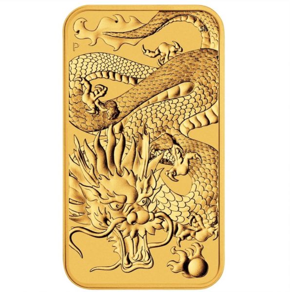 2022 Drache Goldmünzbarren rectangular dragon Perth Mint gold coin bar Goldbarren